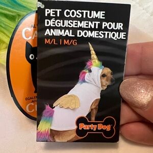 Unicorn Pet Halloween Costume - White and Rainbow Dog M/L or can be for cat! NWT